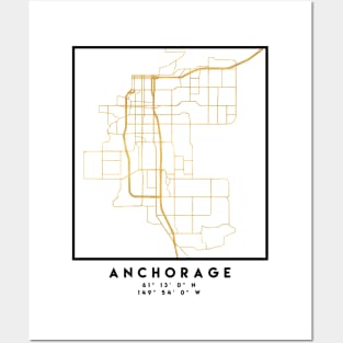 ANCHORAGE ALASKA CITY STREET MAP ART Posters and Art